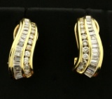 1ct Tw Baguette And Round Diamond Earrings In 14k Gold