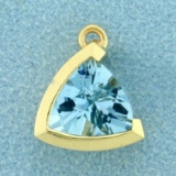 3ct Natural Aquamarine Triangular Pendant In 14k Gold