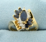 Sapphire And Diamond Ring In 14k Gold
