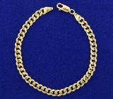 Italian Made Solid Curb Link Bracelet In 14k Yellow Gold