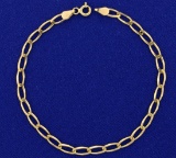 7 1/4 Inch Long Link Yellow Gold Bracelet