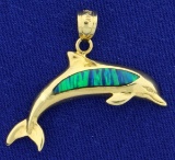 Black Opal Dolphin Pendant In 14k Gold