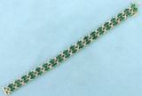 Double Stranded 10 Ct Tw Tsavorite Garnet And Diamond Gold Bracelet