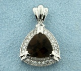 Smokey Topaz And Diamond Pendant