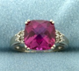 6ct Pink Topaz And Diamond White Gold Ring