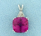 6ct Pink Topaz And Diamond Pendant
