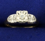 Vintage Three Stone Diamond Ring In 14k Yellow And White Gold
