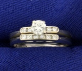 Over 1/3ct Tw Diamond Wedding Ring Set In 14k White Gold