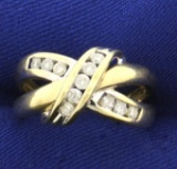 1/3 Ct Tw Criss Cross Diamond Ring In 10k Yellow And White Gold