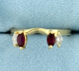 Ruby And Diamond Ring Jacket In 14k Yellow Gold