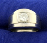 Antique Old European Cut .6ct Solitaire Diamond Ring In 14k White Gold