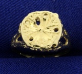 Sand Dollar Ring In 14k Yellow Gold