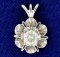1/4ct Diamond Flower Pendant In 14k White Gold