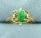 Unique Natural Jade Ring In 14k Yellow Gold