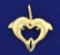 Heart Dolphin Pendant In 14k Yellow Gold