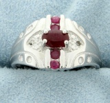 African Ruby And Diamond Fashion Ring
