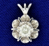 1/4ct Diamond Flower Pendant In 14k White Gold