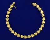 7 Inch Heart Link Bracelet In 14k Gold