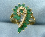 2 Ct Tw Emerald And Diamond Cocktail Ring In 14k Gold