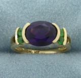 Amethyst And Peridot Ring In 14k Yellow Gold