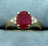 2.5ct Natural Ruby And Diamond Ring In 14k Yellow Gold