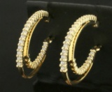 1.2ct Tw Cz Hoop Earrings In Gold Plated Sterling Silver