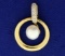 Pearl And Diamond Circle Gold Pendant