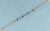 Heavy Sapphire And Diamond Bracelet In 18k Yellow And White Gold