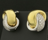 3/4ct Tw Diamond Clip-on Earrings In 18k Yellow And White Gold