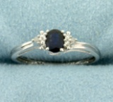 Natural Sapphire And Diamond Ring In White Gold