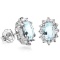 Aquamarine And Diamond Earrings In Sterling Silver