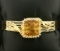 Heavy Citrine Gold Bangle Bracelet