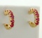 1.2 Ct Tw Natural Ruby Hoop Earrings In 14k Yellow Gold