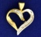 Baguette And Round Diamond White And Yellow Gold Heart Pendant