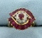 Vintage Natural Ruby And Diamond Ring In 14k Yellow Gold