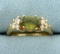 Peridot And Diamond Ring In 14k Yellow Gold