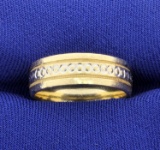 Unique Connected Circle And Beaded Edge Gold Wedding Band Ring