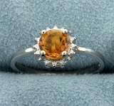 Citrine Sunburst Ring In Sterling Silver