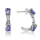 Tanzanite And Diamond Earrings In Sterling Silver