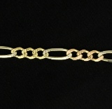 19 Inch Italian Made Rose, White, And Yellow Figaro Chain