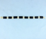 Onyx & 14k Gold Chinese Good Fortune Bracelet