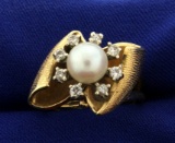 Pearl And Diamond Ring