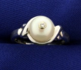 Pearl And Diamond Ring