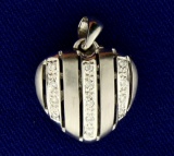 Diamond Striped Heart Pendant