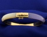 Lavender And White Jade Bangle Bracelet In 14k Gold