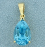 10 Ct Swiss Blue Topaz Pendant In 14k Gold