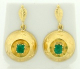 1ct Tw Drop Dangle Emerald Earrings In 14k Gold