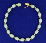 Natural Jade Bracelet In 14k Gold