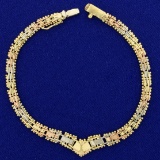 Rose, Yellow, And White 14k Gold Bracelet