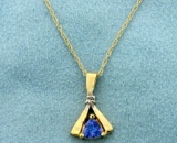 Levian Tanzanite And Diamond Pendant With 14k Gold Chain